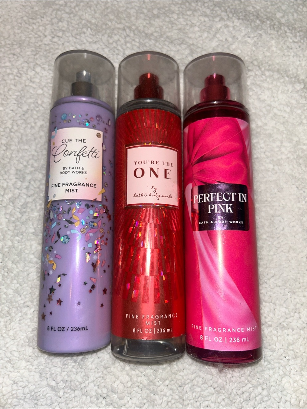 Cue the Confetti, You’re the One, Perfect in Pink bath and body works